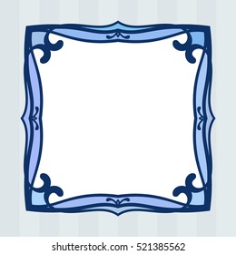 Square frame blue color Isolated design element