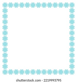 Square frame with blue snowflakes vector christmas design