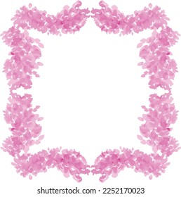 Square frame, border decorated with pink petals