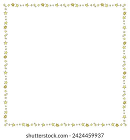 Square frame, border from small stars isolated on white background in doodle flat style. Vector design element. Theme of astronomy, space, victory, dream