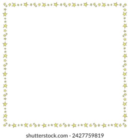 Square frame, border from small stars isolated on white background in doodle flat style. Vector design element. Theme of astronomy, space, victory, dream