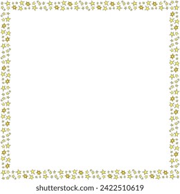 Square frame, border from stars isolated on white background in doodle flat style. Vector design element. Theme of astronomy, space, victory, dream