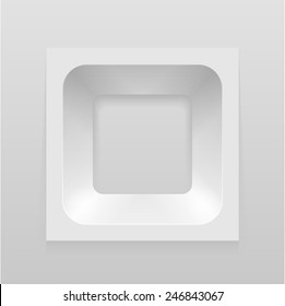 Square frame. Box isolated on a gray background. Gray square with a hole in the middle. With Space For Text. Vector illustration.