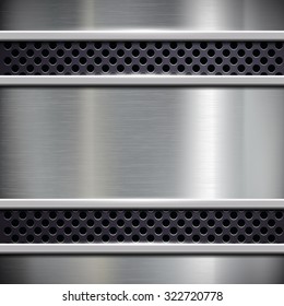 Square frame of brushed metal. Stock vector image.