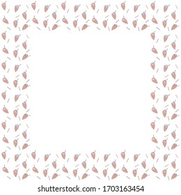 Square frame of bubbled Hong Kong wafers. Egg waffles with strawberry, blueberry, cherry, wild berry, raspberry and chocolate filling on a white background. Template with empty place for text. Vector