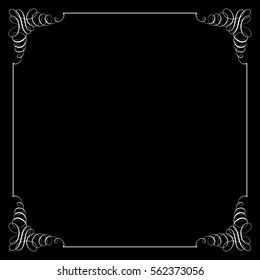 Square frame in calligraphic retro style. Can be used for decorate cards, invitations, decorate books and letters. Vector illustration.