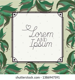square frame with calligraphy in herbal background