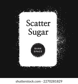 A square frame card area vector graphic element that is shaped by scattering sugar-like powders.