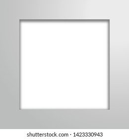 Square frame for a card or picture. Mockup template with shadow