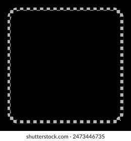 Square frame with checkered print. Rectangular vignette with checkerboard, rally flag or chess game pattern isolated background. Rectangle frame with check print borders.