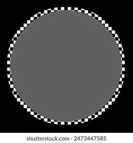 Square frame with checkered print. Rectangular vignette with checkerboard, rally flag or chess game pattern isolated background. Rectangle frame with check print borders.