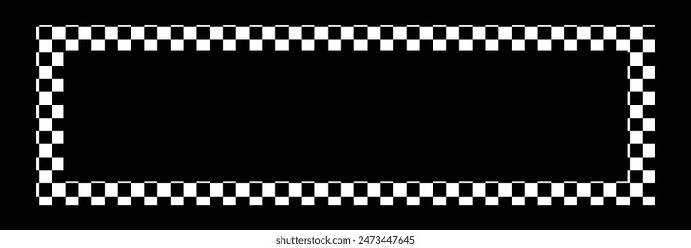 Square frame with checkered print. Rectangular vignette with checkerboard, rally flag or chess game pattern isolated background. Rectangle frame with check print borders.