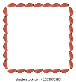 Square frame with chocolate cakes. Isolated frame on white background. Vector image. Sweet food. 
