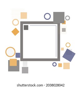 Marco cuadrado con ornamento de círculo y caja. ilustración del vector de borde de geometría 