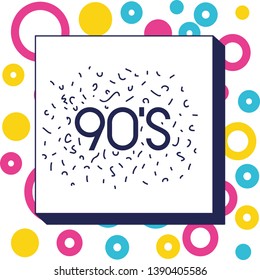 square frame with circles colorful pattern background