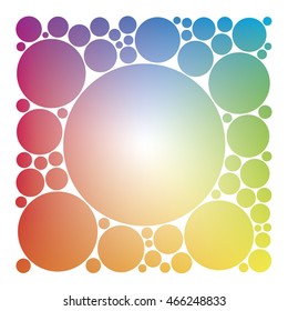 Square Frame with Circles Connecting with Full Color Blue Green Yellow Orange Red Purple Cyan Gradient