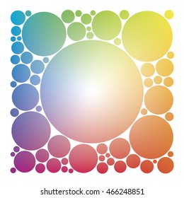 Square Frame with Circles Connecting with Full Color Blue Green Yellow Orange Red Purple Cyan Gradient