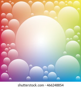 Square Frame with Circles Connecting with Full Color Blue Green Yellow Orange Red Purple Cyan Gradient