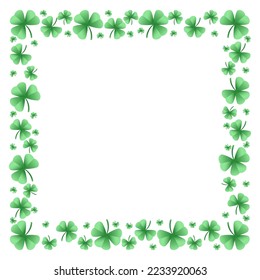 Square frame with clover leaves. Shamrock. Decorative element for St. Patrick's Day design. Vector illustration