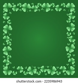 Square frame with clover leaves. Shamrock. Decorative element for St. Patrick's Day design. Vector illustration