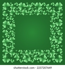 Square frame with clover leaves. Shamrock. Decorative element for St. Patrick's Day design. Vector illustration