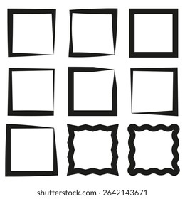 Square frame collection. Outline border icon. Vector minimal shape. Black white layout.