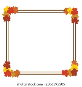 Square Frame with Colored Autumn Maple Leaves. Seasonal borders and design elements concept vector