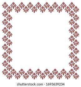 Un marco cuadrado de coloridos captadores de sueños dibujados a mano con plumas y cuentas sobre un fondo blanco. Símbolos tribales nativos americanos. Plantilla con lugar para texto. Amuletos de nativos americanos. Vector.