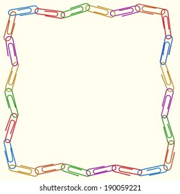 Square frame of colorful clips, card template