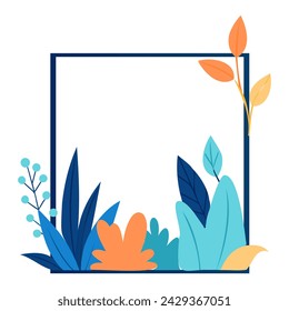 a square frame with colorful plants and leaves