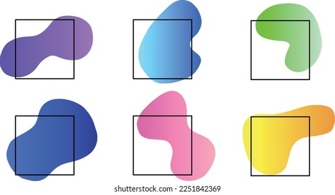 Square frame. Colorful shapes background. Social media post template 