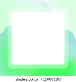 square frame colorful water color for banner blank, green banner frame with watercolor texture hand drawn, empty frame square of water color green background banner art mixed of multicolor, vector
