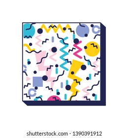 square frame colorfull figures and lines ninetys pattern
