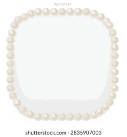 A square frame composed of lustrous white pearls isolated on a clean white background