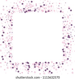 Square Frame from Confetti circles dots rings spirals. Scattered circular elements. Abstract Confetti Background  for holiday, decorations, paper packaging, textile  design, covers