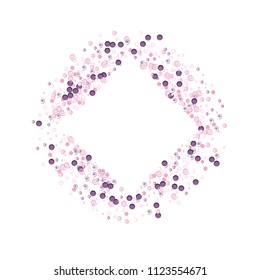 Square Frame from Confetti circles dots rings spirals. Scattered circular elements. Abstract Confetti Background  for holiday, decorations, paper packaging, textile  design, covers