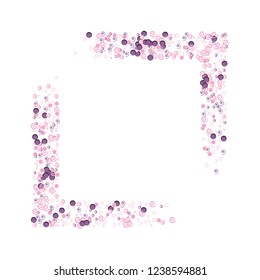 Square Frame from Confetti circles dots rings spirals. Scattered circular elements. Abstract Confetti Background  for holiday, decorations, paper packaging, textile  design, covers