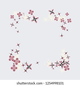 Square Frame from Confetti flowers Isolated. Scattered floral elements. Abstract Confetti Background  for holiday decorations, paper packaging, textile design.
