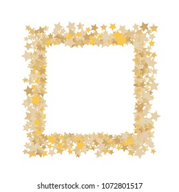 Square frame from confetti stars. Abstract vector illustration. Dynamic colored celebration background with confetti stars  for holiday decorations, paper packaging, textile , covers