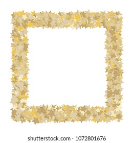 Square frame from confetti stars. Abstract vector illustration. Dynamic colored celebration background with confetti stars  for holiday decorations, paper packaging, textile , covers