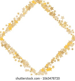 Square Frame from Confetti Stars Isolated. Scattered stars. Abstract Confetti Background  for holiday, decorations, paper packaging, textile  design, covers