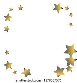 Square frame from confetti stars. Isolated gradient stellar elements. Platinum chrome metal glitter. Iridescent festive  celebration vector  template for celebration decorations, packaging.
