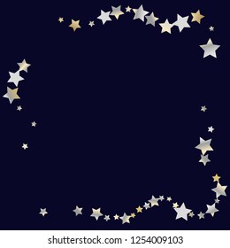 Square frame from Confetti Stars. Isolated gradient celestial elements. Yellow pearl nacre gloss. Iridescent glitter festive  celebration vector  template for celebration decorations.