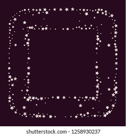 Square frame from Confetti Stars. Isolated gradient stellar elements. Holiday celebration luminous glossy vector template for celebration decorations.