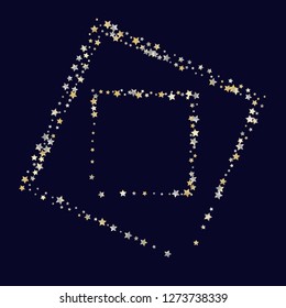 Square frame from confetti stars. Isolated gradient celestial elements. Yellow pearl nacre shine. Iridescent glitter festive  celebration vector  template for celebration decorations.