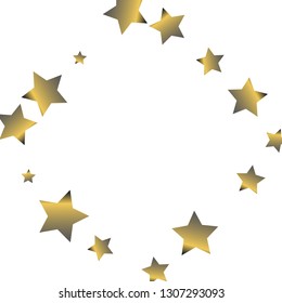 Square frame from Confetti Stars. Isolated gradient stellar elements. Platinum chrome metallic gloss. Festive iridescent holographic effect vector template for celebration decorations, packaging.