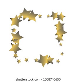 Square frame from confetti stars. Isolated gradient celestial elements. Platinum chrome metallic gloss. Iridescent festive  celebration vector  template for celebration decorations, packaging.