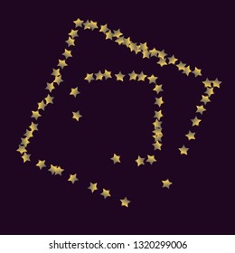 Square frame from Confetti Stars. Isolated gradient stellar elements. Platinum chrome metal glitter. Festive iridescent holographic effect vector template for celebration decorations, packaging.