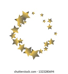 Square frame from confetti stars. Isolated gradient stellar elements. Platinum chrome metallic gloss. Holiday celebration luminous vector template for celebration decorations, packaging.