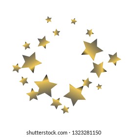 Square frame from Confetti Stars. Isolated gradient celestial elements. Platinum chrome metal glitter. Festive iridescent holographic effect vector template for celebration decorations, packaging.